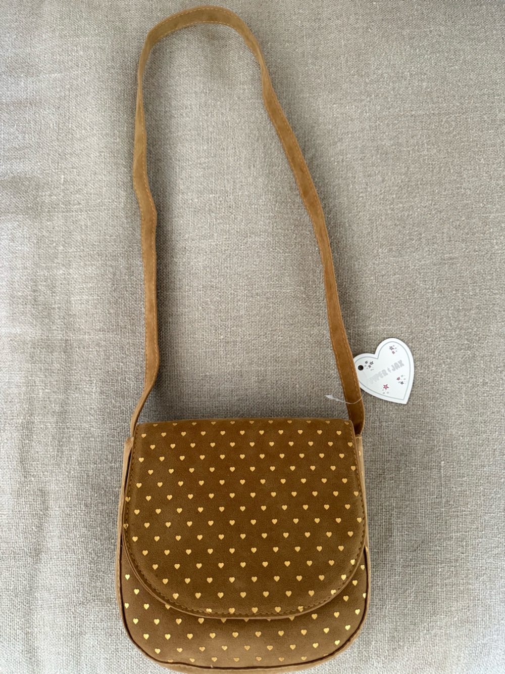 NWT Piper & Jax Brown Faux Suede Heart Purse